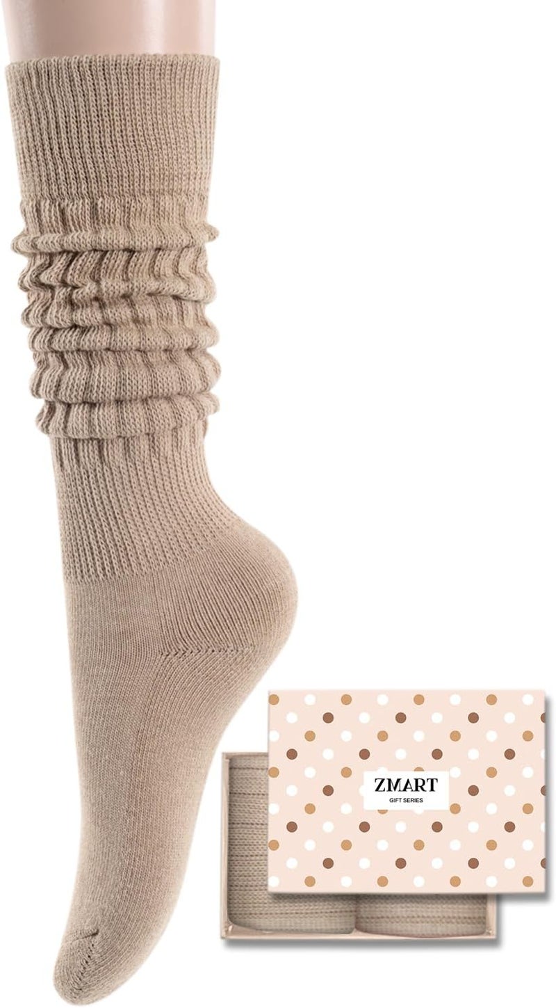 Zmart Women Slouch Socks - Cozy Scrunch Socks, 80s Style in White, Black, Orange & Cream - Image 1